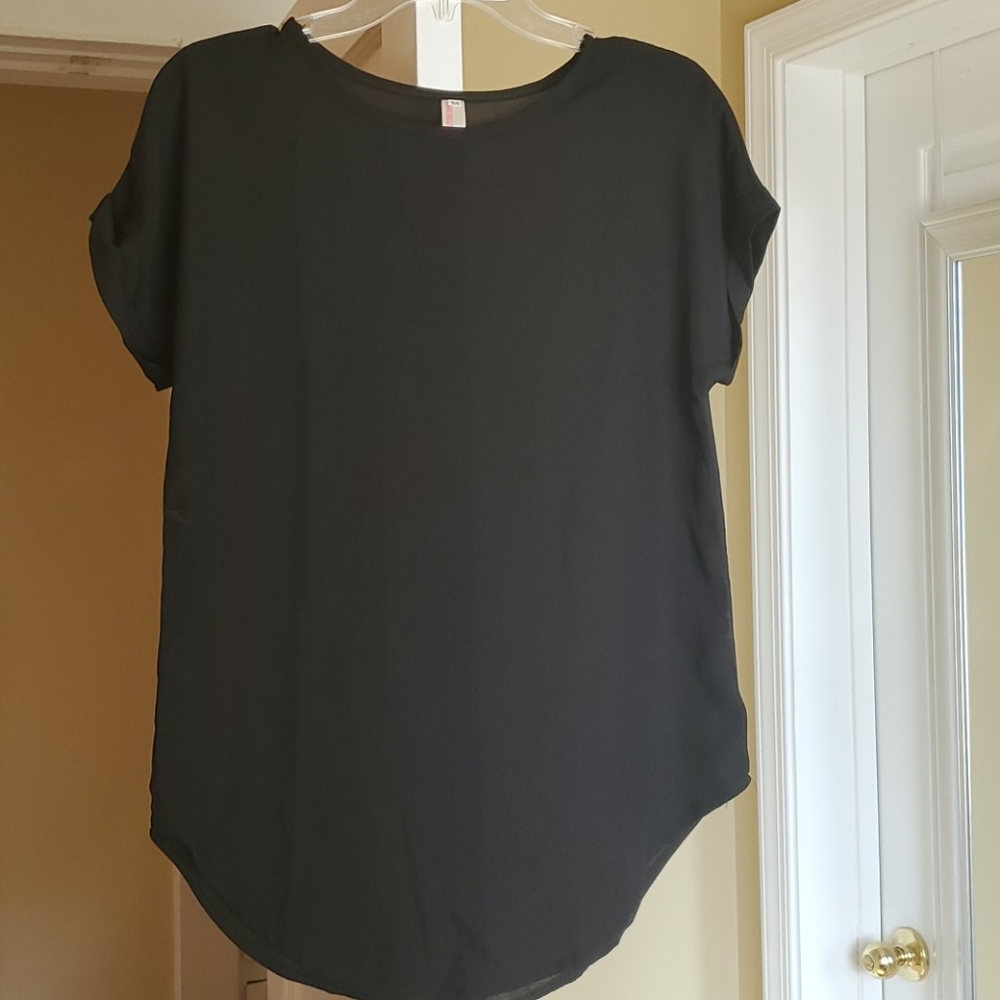 sheer black short sleeve tee shirt
